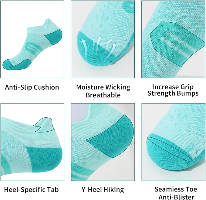 BUDERMMY Womens Ankle Compression Socks with Arch Support Athletic Low cut Running Socks for Women Workout Cushion 5 Pairs
