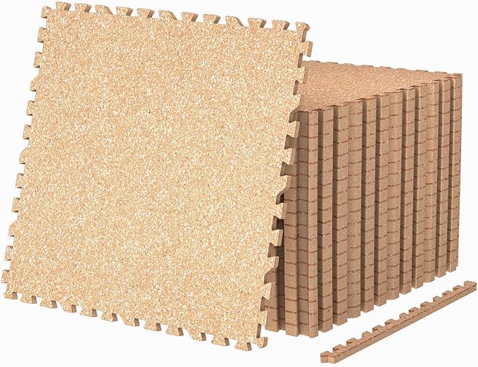 AIRHOP 0.79'' Extra-Thick 48 Sq Ft Rubber Top Gym Flooring for Home Gym | 12 Tiles, High Density EVA Foam, Waterproof & Non-Slip Rubber, Interlocking Puzzle Mats, Heavy Duty Floor Protection, 24"x24"