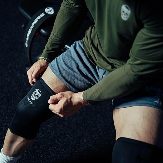 Gymreapers Knee Sleeves (1 Pair) with Gym Bag - IPF Approved - Support Compression Brace for Squats, Fitness, Weightlifting, Cross Training, Powerlifting - 7MM Neoprene Sleeves - For Men & Women (Black/Black, X-Large)