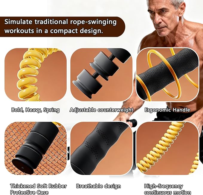 DUROTAN Ropeless Battle Ropes,Adjustable Weight Battle Rope | Anti-Slip Ergonomic Handles for Home Gym & Outdoor,HIIT and Low-Impact Aerobic Training for Men & Women