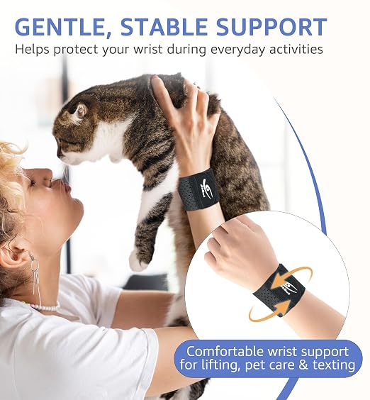 Wrist Compression Wraps 2-Pack, Wrist Brace Wrist Support for Sports, Mouse Hand, Mother's Hand, Carpal Tunnel Arthritis, Tendonitis - Premium Elastic & Breathable Mesh Fabric, One Size (Black)