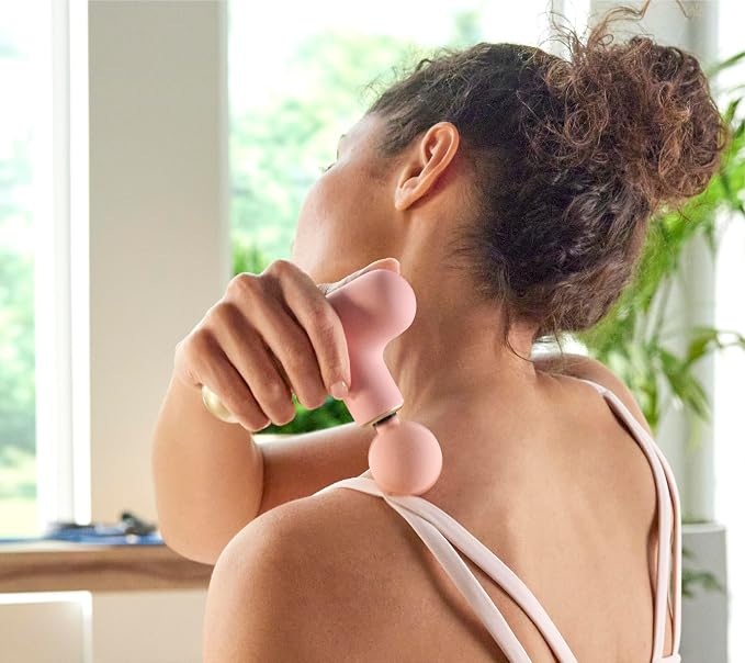 Sharper Image PowerBoost Mini Massage Gun [2026 Version] - Deep Tissue Percussion Massager| Muscle Recovery & Pain Relief| Quiet Handheld Massage Tool| Powerful & Compact| Travel Size | Gift for Women