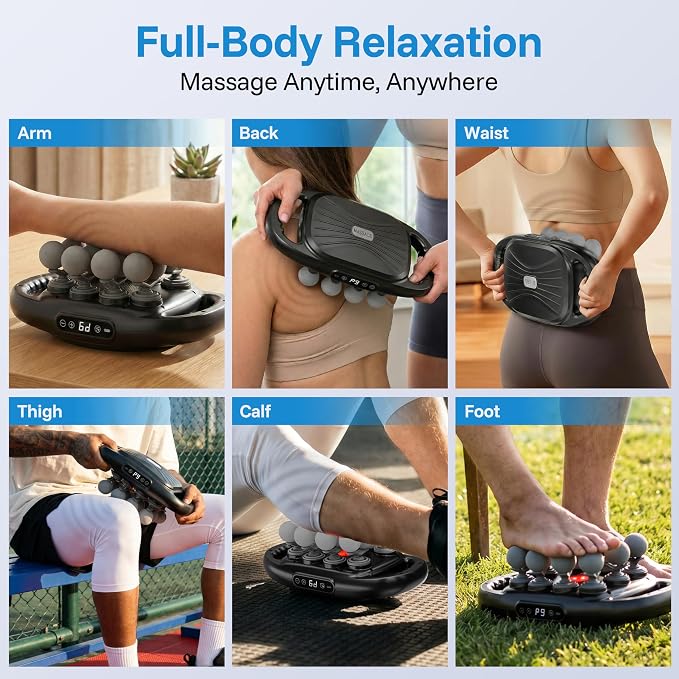 16 Head Deep Tissue Massage Gun, Handheld Percussion Massager | 9 Modes & 9 Intensities, 16-Head Wide Coverage, Cordless Design, 10mm Amplitude, USB-C Rechargeable for Back, Neck & Legs