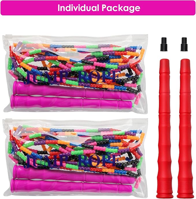 Double Dutch Jump Rope Long Jump Rope 16 FT 1 Pack/2 Pack, Adjustable Soft Beaded Diy Jump Rope for Kids Adult Long Enough for 5-6 Jumpers