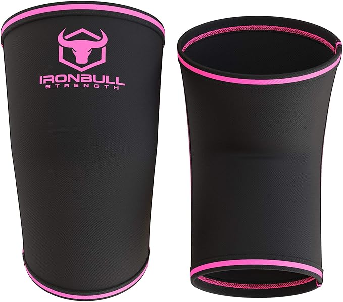 Elbow Sleeves 5mm (1 Pair) - High Performance Elbow Sleeve Support for Weightlifting, Weight Training & Powerlifting - Best Compression Straps - for Men and Women (Large, Black/Pink)