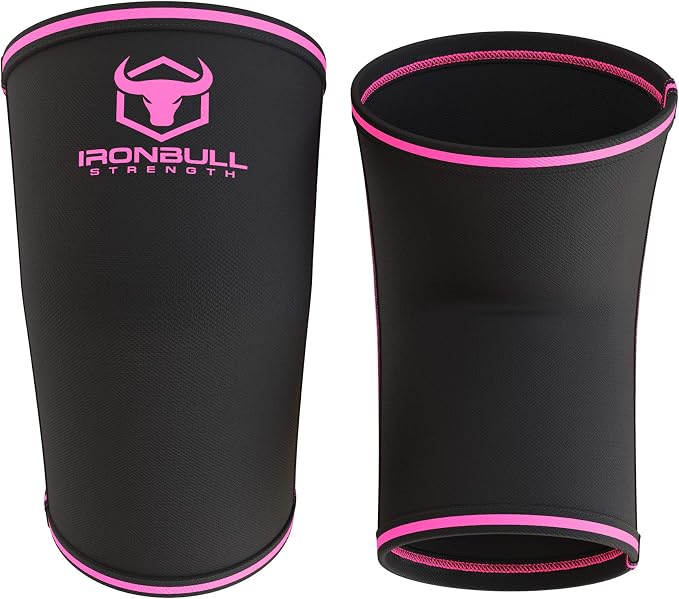 Elbow Sleeves 5mm (1 Pair) - High Performance Elbow Sleeve Support for Weightlifting, Weight Training & Powerlifting - Best Compression Straps - for Men and Women (Medium, Black/Pink)