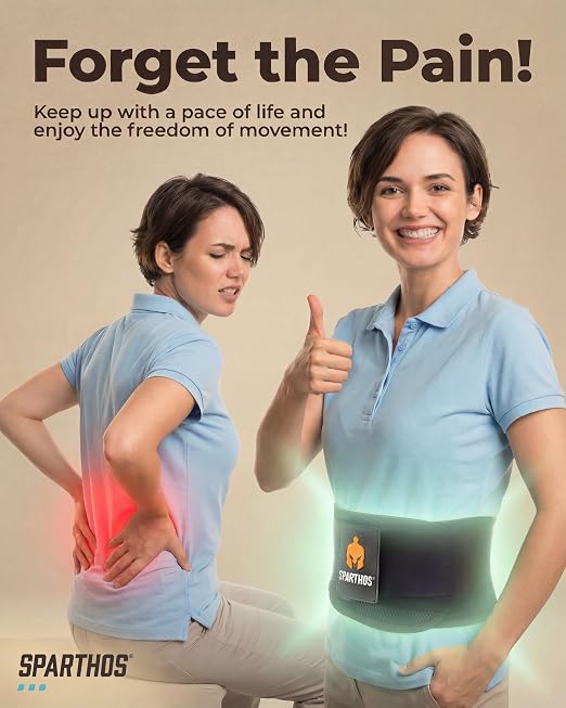 Sparthos Back Brace for Women & Men, Sciatica, Lower Back Pain - Black-XS