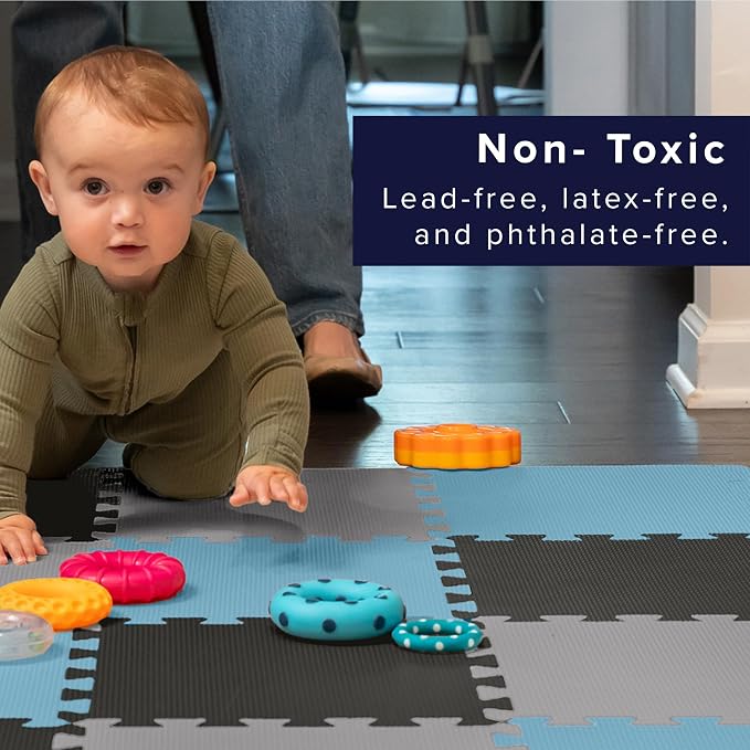 We Sell Mats 3/8" Thick Multipurpose EVA Foam Exercise Floor Mat, 12"x12" Interlocking Kid-Friendly Tiles, Anti-Fatigue for Home, Gym, Playpens, Classrooms
