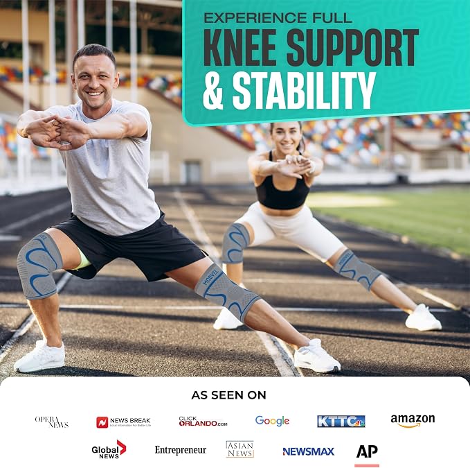 Modvel 2 Pack Knee Brace for Women & Men - Workout Knees Compression Sleeve for Knee Pain Relief Joint Support for ACL, Arthritis, Meniscus Tear Knees Brace for Sports, Rodilleras para Gym Fitness