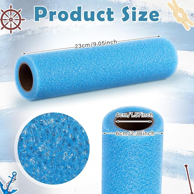 Nuanchu 3 Pcs 9" Blue Foam Textured Rollers Washable Foam Textured Paint Roller Opened Celled Roller for Swimming Pool Boat Deck Cabin Floor Ceiling Drywall Bed Liner Other Small Area, Without Handle