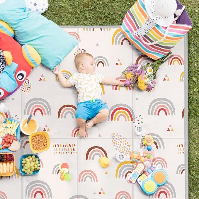 PIGLOG Baby Play Mat, 71 x 59 Inch Play Mat Perfect for Use Playpen, Foldable Play Mats for Babies and Toddlers, Waterproof & Anti-Slip Baby PlayMats for Floor,Non Toxic Foam Thick Crawling Mats