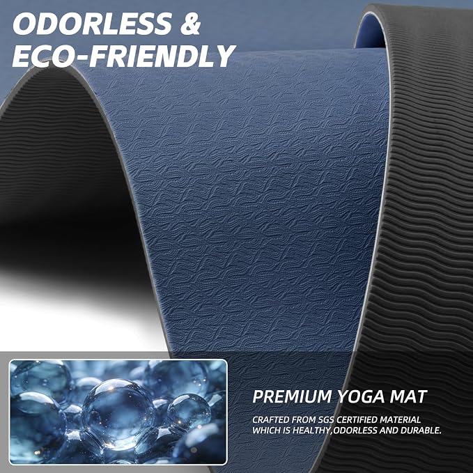 PAIDU Extra Long Wide Yoga Mat, （10mm） Thick Non-Slip Exercise Mat 76"x33" | large mat, ideal for yoga, Pilates & home gym, with non-slip grip & cushioning for all exercises.