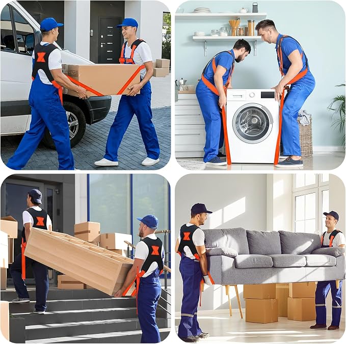 Upgraded Furniture Moving Straps with Chest Buckle, Adjustable Shoulder Moving Lifting Straps for 2 Movers,Move Furniture, Appliances, Mattresses,Heavy Objects Safely,up to 1000lbs