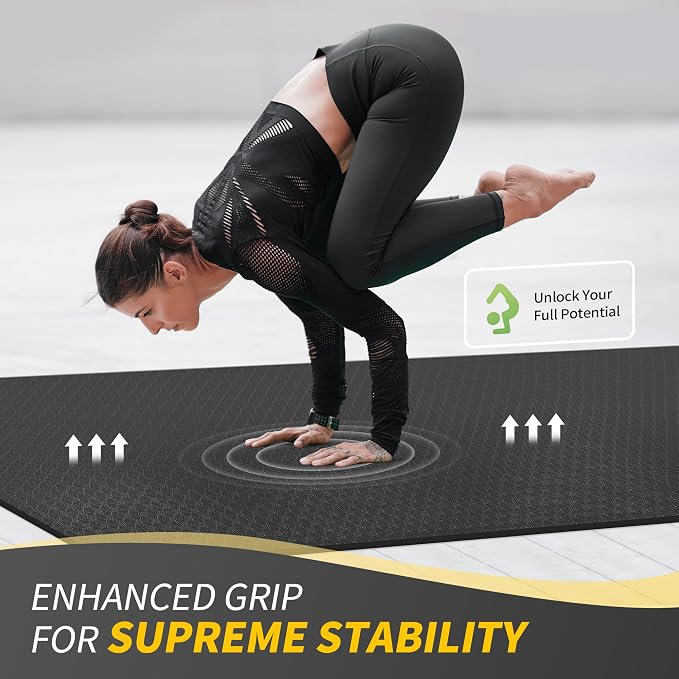 CAMBIVO 72''x48'' Large Yoga Mat, Extra Thick TPE Workout Mat | extra large exercise mat, non-slip TPE cushioning for joint relief, pilates stretching, apartment noise dampening