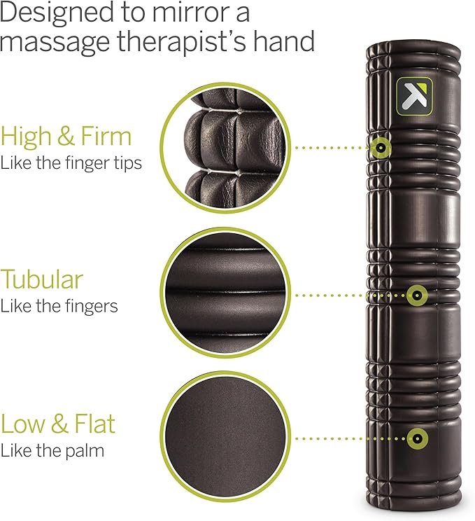 TriggerPoint Grid 2.0 Foam Roller for Deep Tissue Massage and Muscle Recovery, 26 Inch Multi-Density EVA with Hollow Core, Supports 500 Pounds, Black