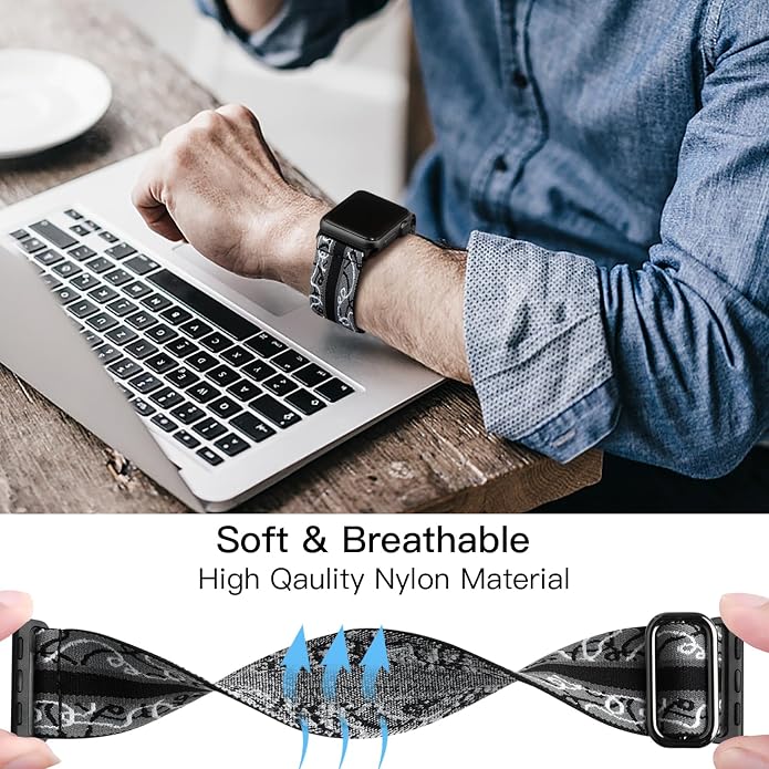Lerobo Braided Band Compatible with Apple Watch Series 11 10 9 8 7 46mm 45mm 41mm Ultra SE 3 2 1 49mm Series 6 5 4 3 44mm 40mm 38mm 42mm Men iWatch Bands Women Stretchy Nylon Solo Loop Sport Strap