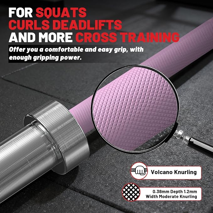 PAPABABE 4ft/5ft/6ft/6.5ft Barbell 2" Short Barbell for Strength Training | 4ft/5ft/6ft/6.5ft Straight Barbell, Womens Olympic Bar with Moderate Knurling for Squats Curls Deadlifts, Weightlifting