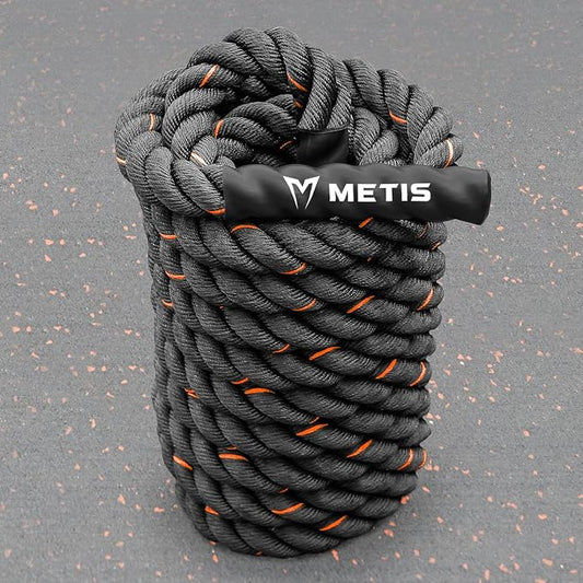 METIS Battle Ropes – Durable Fitness Ropes for Strength Training, 30ft/40ft/50ft Options – Ideal for Home Workouts & Gyms with Anti-Fray Handles