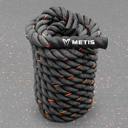 METIS Battle Ropes – Durable Fitness Ropes for Strength Training, 30ft/40ft/50ft Options – Ideal for Home Workouts & Gyms with Anti-Fray Handles