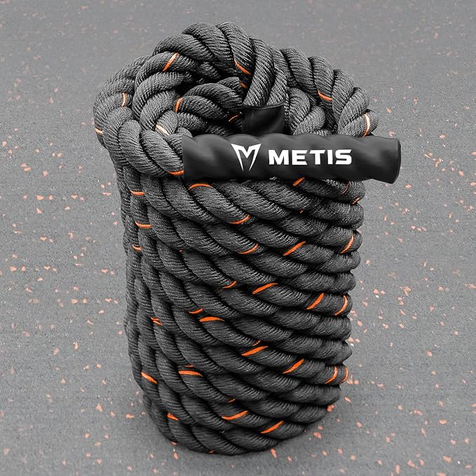 METIS Battle Ropes – Durable Fitness Ropes for Strength Training, 30ft/40ft/50ft Options – Ideal for Home Workouts & Gyms with Anti-Fray Handles