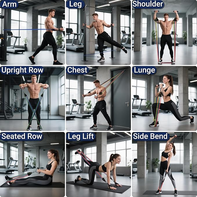 Readaeer Resistance Bands, Exercise Bands for Working Out with Handles | Resistance Bands with Handles, Door Anchor for Home Gym Full Body Strength Training, Muscle Tone, Yoga