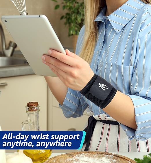 Wrist Brace (2 PCS) - Adjustable Compression for Carpal Tunnel Arthritis Tendonitis Sprain Pain Relief | Wrist Support Wrist Wraps for Both Hands, Ideal for Sports & Gym Workouts (Black)