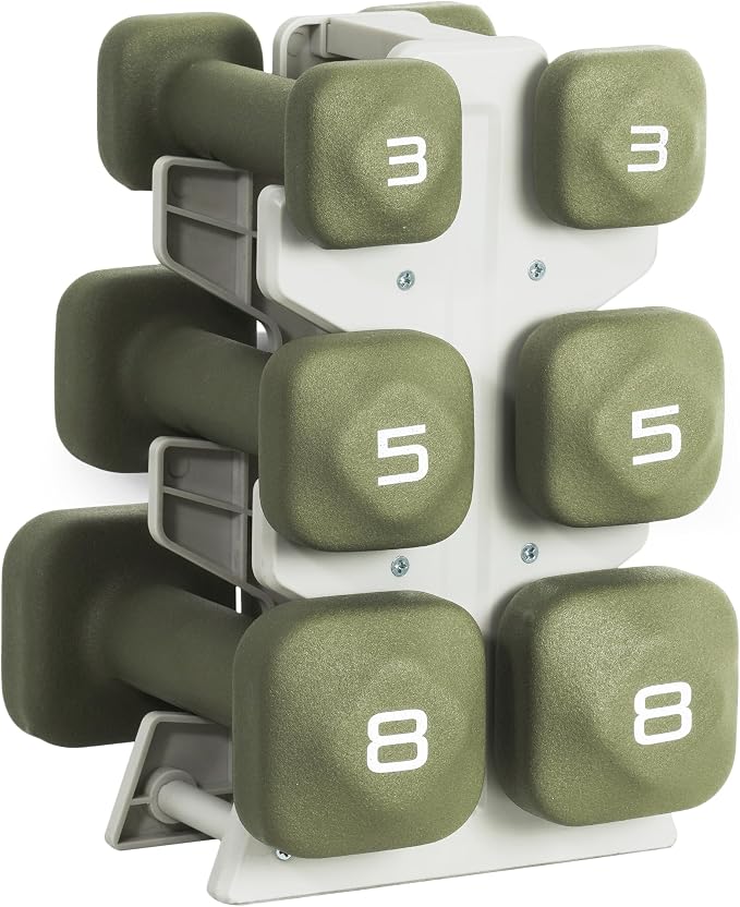 Tone Fitness Neoprene Dumbbell Set with Storage Rack – Non-Slip, Anti-Roll Hand Weights for Home Gym Workouts | 20 lb, 32 lb, 50 lb, 60 lb & 100 lb Options