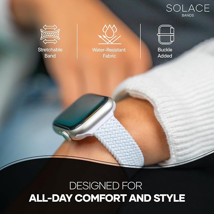 Solace Bands Imperium Adapt Wide Adjustable Nylon Braided Watch Band - Compatible with All Apple Watches - Solace Apple Watch Bands for Women & Men - Smart Watches Band Series 11-1, Ultra, SE