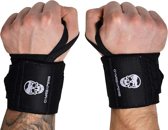 Gymreapers Weightlifting Wrist Wraps (IPF Approved) Professional Quality Wrist Support with Heavy Duty Thumb Loop - Best Wrap for Powerlifting Competition, Strength Training, Bodybuilding