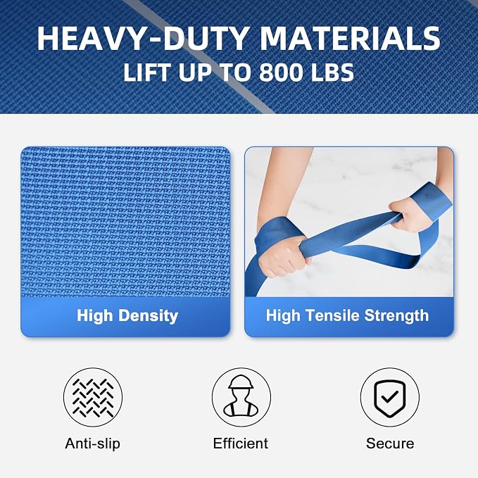 Ytonet Furniture Moving Straps for Lifting, 2-Person Lifting Straps | Appliances Lifting Straps Moving with 12 Thickened Sponge Pads, Heavy Objects up to 800 lbs, 114 In Wire Rope Slings Blue