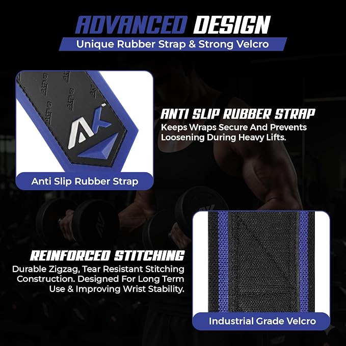 AKTV8 Wrist Wraps for Weightlifting, 18"&24" Heavy Duty Stiff Wrist Support | 3inch Wide Firm Elastic, Reinforced Thumb Loop, Built for Heavy Bench Press, Overhead Press, Powerlifting & Strength Training