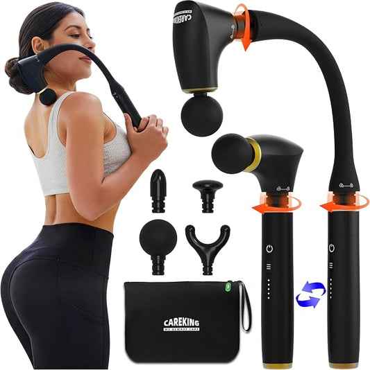2-in-1 Detachable Massage Gun Deep Tissue with Extension Handle | Percussion Muscle Massager For Back Neck Shoulder Waist, Back Massager for Pain Relief, Gifts For Women Men, FSA-HSA Eligible
