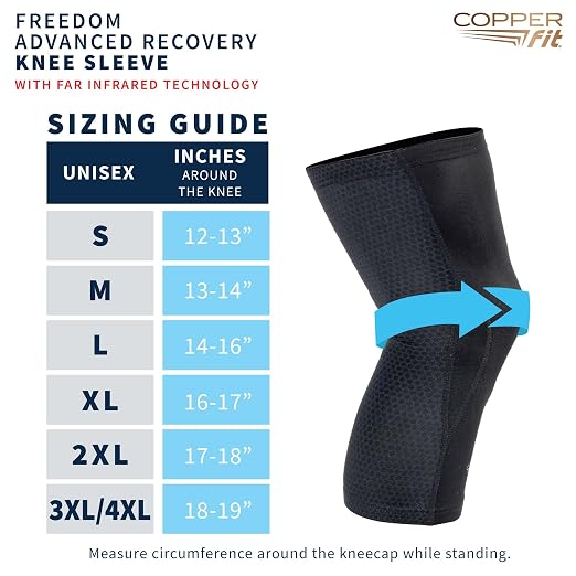 Copper Fit PRO Recovery Knee Compression Sleeve | Knee compression sleeve for arthritis support, knee pain relief, joint stability, and recovery support.