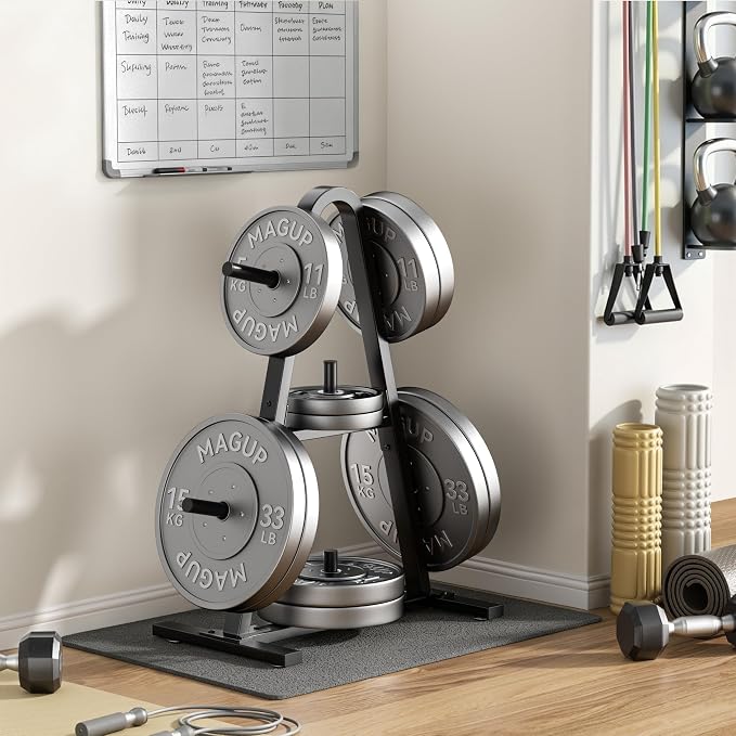 Weight Plate Rack 400LBs, Weight Tree Holder for Home Gym, Barbell & Bumper