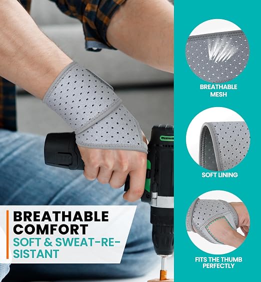 HiRui Wrist Wraps 2-Pack, Adjustable Breathable Wrist Support Brace for Men & Women – Pain Relief for Carpal Tunnel Syndrome, Tendonitis, Arthritis, Sports, Workouts – Fits Left & Right Hand (Gray)