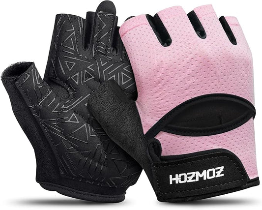 HOZMOZ Ventilated Weight Lifting Gloves, Thick Padded Workout Gym Gloves with Full Palm Protection & Grip & Shock Absorption for Women & Men's Fitness Exercise Training