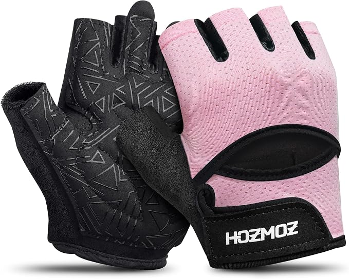 HOZMOZ Ventilated Weight Lifting Gloves, Thick Padded Workout Gym Gloves with Full Palm Protection & Grip & Shock Absorption for Women & Men's Fitness Exercise Training