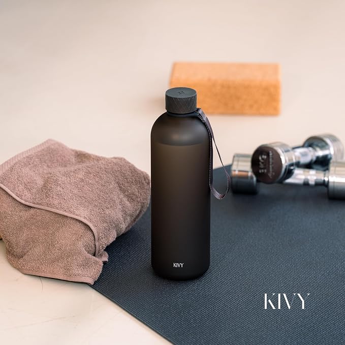 KIVY Large Water Bottle 50oz [Lightweight & Shatterproof] Fits Backpack & Cupholder for Travel, Sports, School - Extra large water bottle no straw - 1.5 Liter water bottles - 50oz Water bottle Blue