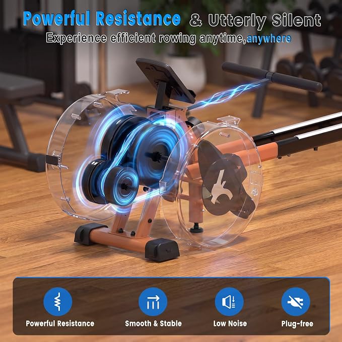 Rowing Machines Foldable for Home, Magnetic Rowing Machine with 16-Level Quiet & Smooth Resistance, Dual Slide Rail, LCD Monitor & APP Supported Fitness Rowing Machine, Max 350lbs Weight Capacity