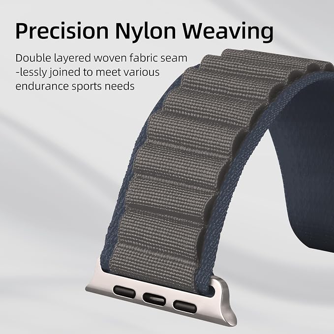 Alpine Nylon Sport Bands Compatible with Apple Watch Ultra Band 49mm 46mm 45mm 44mm 42mm Men Women, Stretch Loop Strap with D-Hook for iWatch Series 10 Ultra SE 9 8 7 6 5 4 3 2 1 (Blue, 38mm/40mm/41mm/42mm(Series 10))