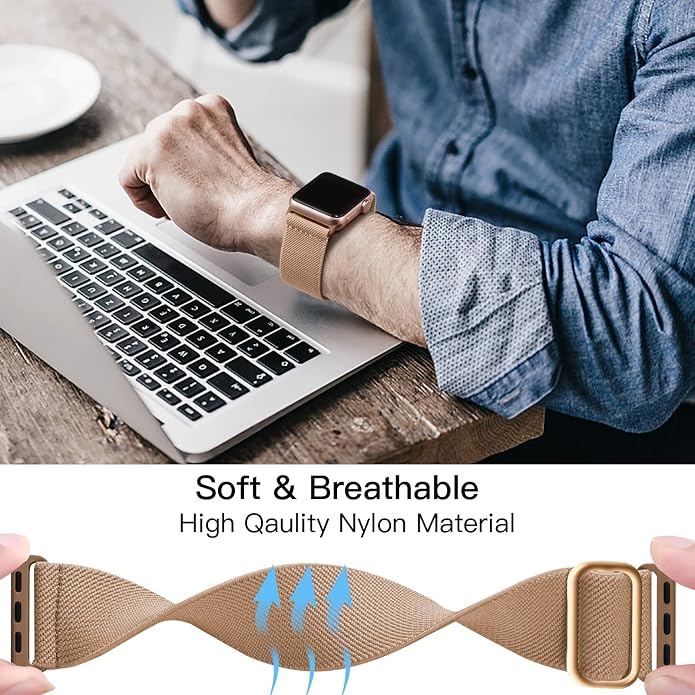 Lerobo Braided Band Compatible with Apple Watch Series 11 10 9 8 7 46mm 45mm 41mm Ultra SE 3 2 1 49mm Series 6 5 4 3 44mm 40mm 38mm 42mm Men iWatch Bands Women Stretchy Nylon Solo Loop Sport Strap