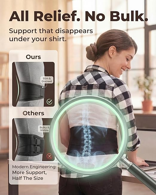 Sparthos Back Brace for Women & Men, Sciatica, Lower Back Pain - Black-XXXL