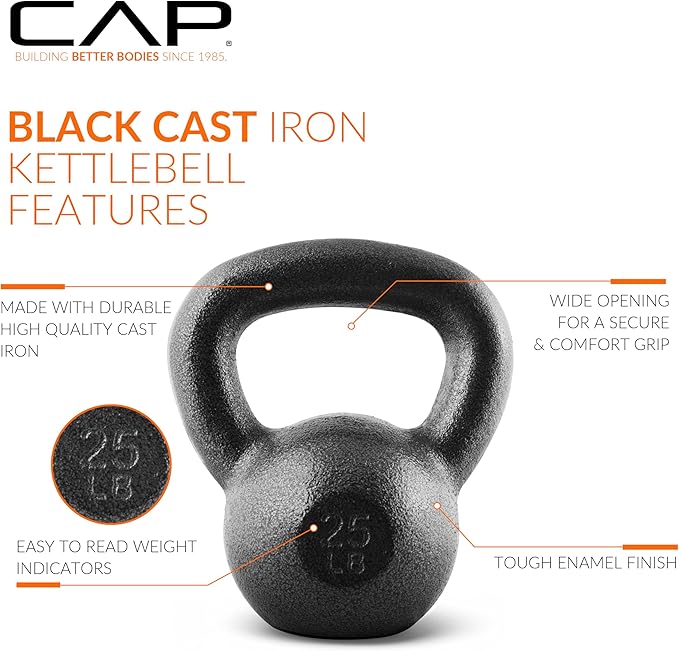 CAP Barbell Cast Iron Kettlebell - Singles and Sets, Multiple Weight Choices