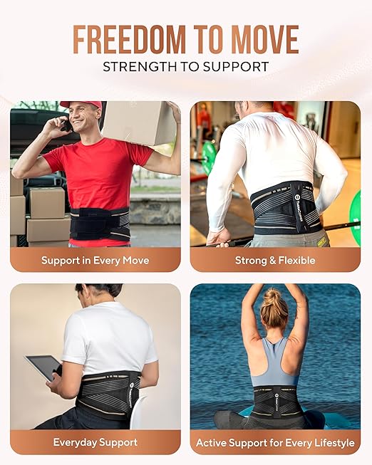 TheraCopper Copper Back Brace for Men & Women — Lumbar Support Belt for Lower Back Pain, Sciatica & Herniated Disc — Infused Copper Back Support with Adjustable Compression (X-Large)