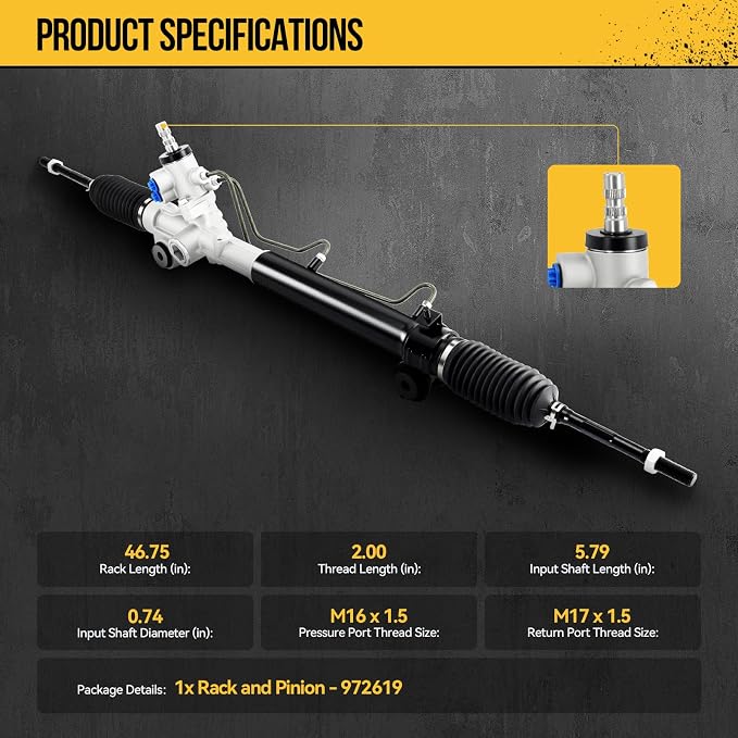 KAC Hydraulic Power Steering Rack and Pinion Assembly Compatible with Toyota 2004 2005 2006 2007 2008 2009 2010 Sienna All Models Replace# 262619