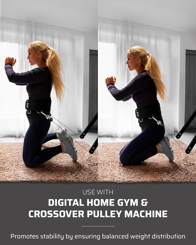 THEFITGUY Original Multi-Attachment Belt for Cable Squats & Hip Thrusts | 5 D-ring points, 2 straps (40in/27in), hook-and-loop closure, fits a 32-52in waist for glute and quad work