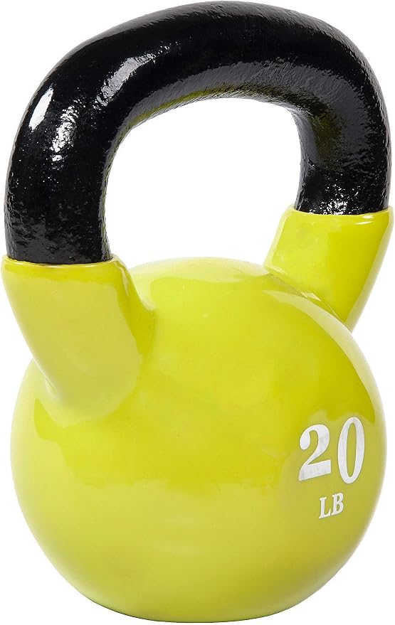 Fitvids All-Purpose Color Vinyl Coated Kettlebell, 5-50 Pounds, Yellow