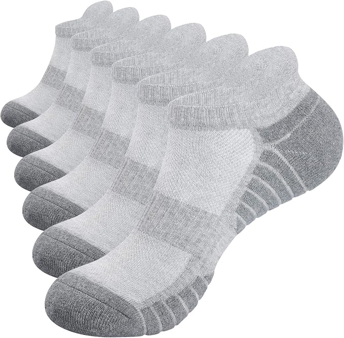 TANSTC Athletic Running Ankle Socks for Men Women, Cushioned Low Cut Sport Tab Socks, 6 Pack