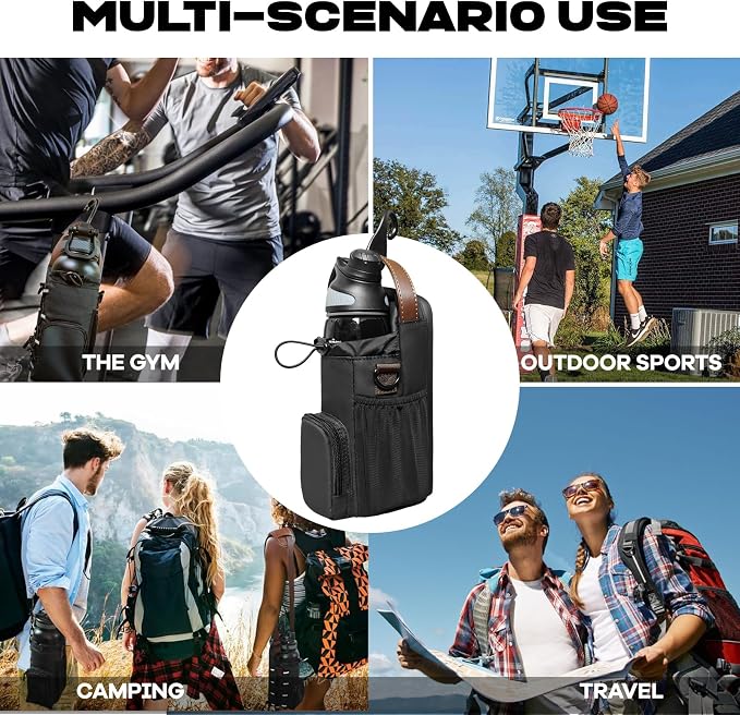 Magnetic Gym Bag for Men and Women, Magnetic Water Bottle Holder for Gym, Small Gym Bag, Gym Gifts for Women and Men (Black-brown, <40 OZ)