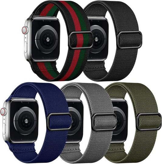 Adorve Stretchy Band Compatible with Apple Watch Bands Ultra 3/2/1 49mm 46mm 45mm 44mm 42mm 41mm 40mm 38mm Men Women, Soft Nylon Elastic Braided Strap Fits for iWatch Series 11/10/9/8/7/6/5/4/3/SE3-1